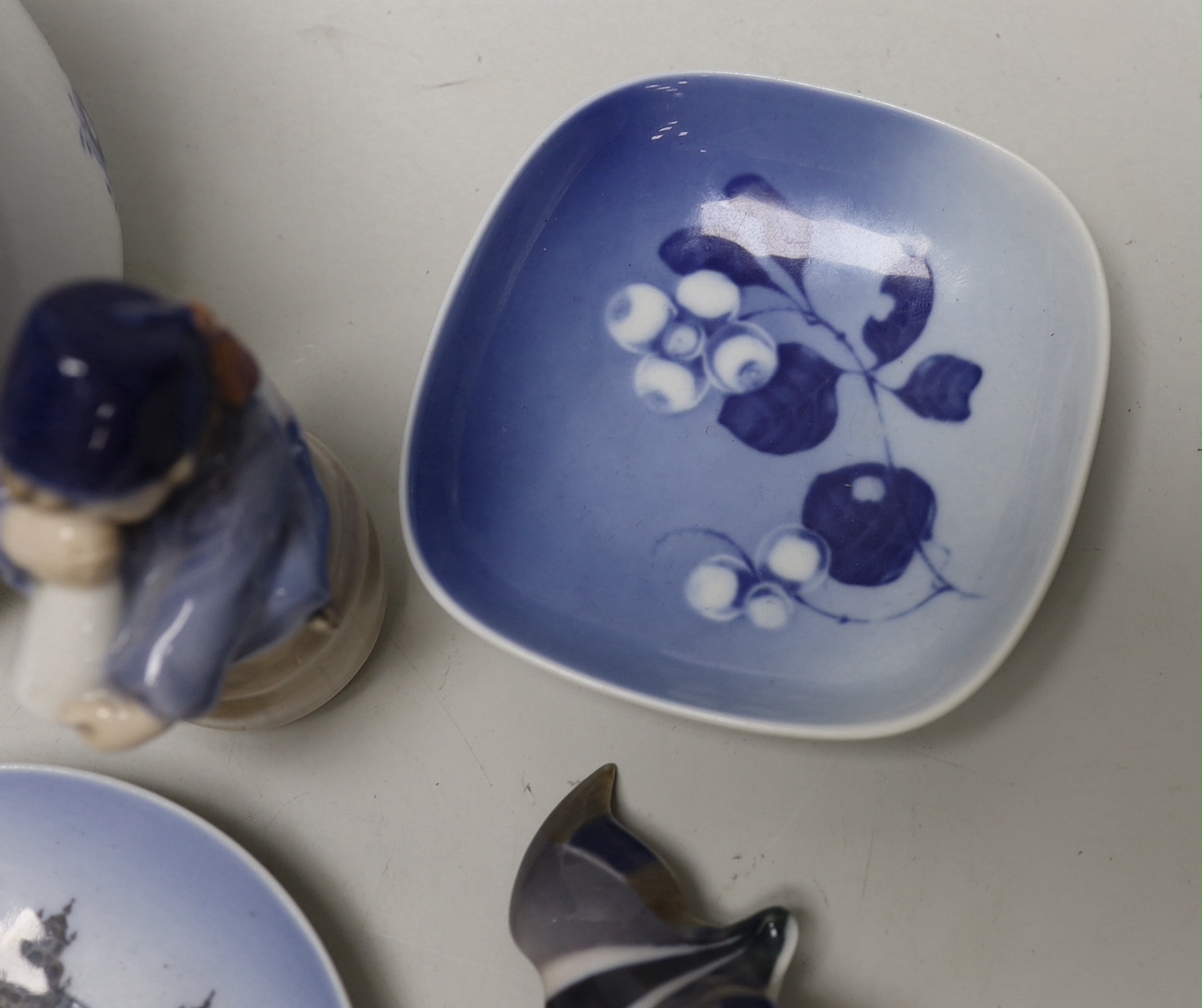 A group of Royal Copenhagen porcelain including an onion pattern teapot